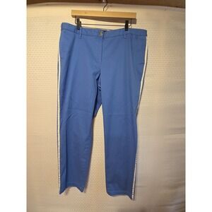 Talbots Womens Relaxed Chino Blue Side  Stripes Comfort Stretch 16 Pants‎